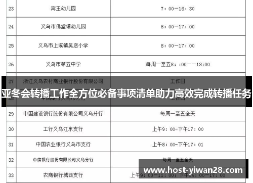 亚冬会转播工作全方位必备事项清单助力高效完成转播任务